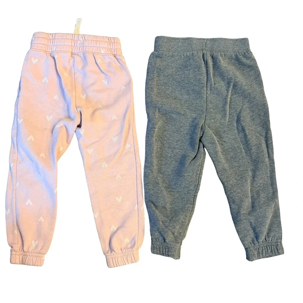 Disney Old Navy Joggers Pink Heart Grey Mickey Mouse Fleece Pants Kids 3T